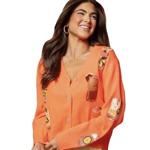 Queen of Sparkles - Neon Orange Tequila Cardigan